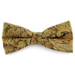 Golden Paisley Polyester Pre-Tied Bow Tie