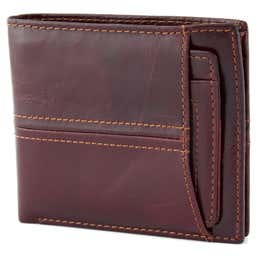 Double Stitched Brown Bi-Fold Leather Wallet
