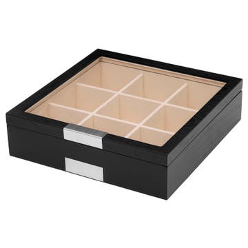 Schwarze & Silberfarbene Holz Krawattenbox Schwarze & Silberfarbene Holz Krawattenbox