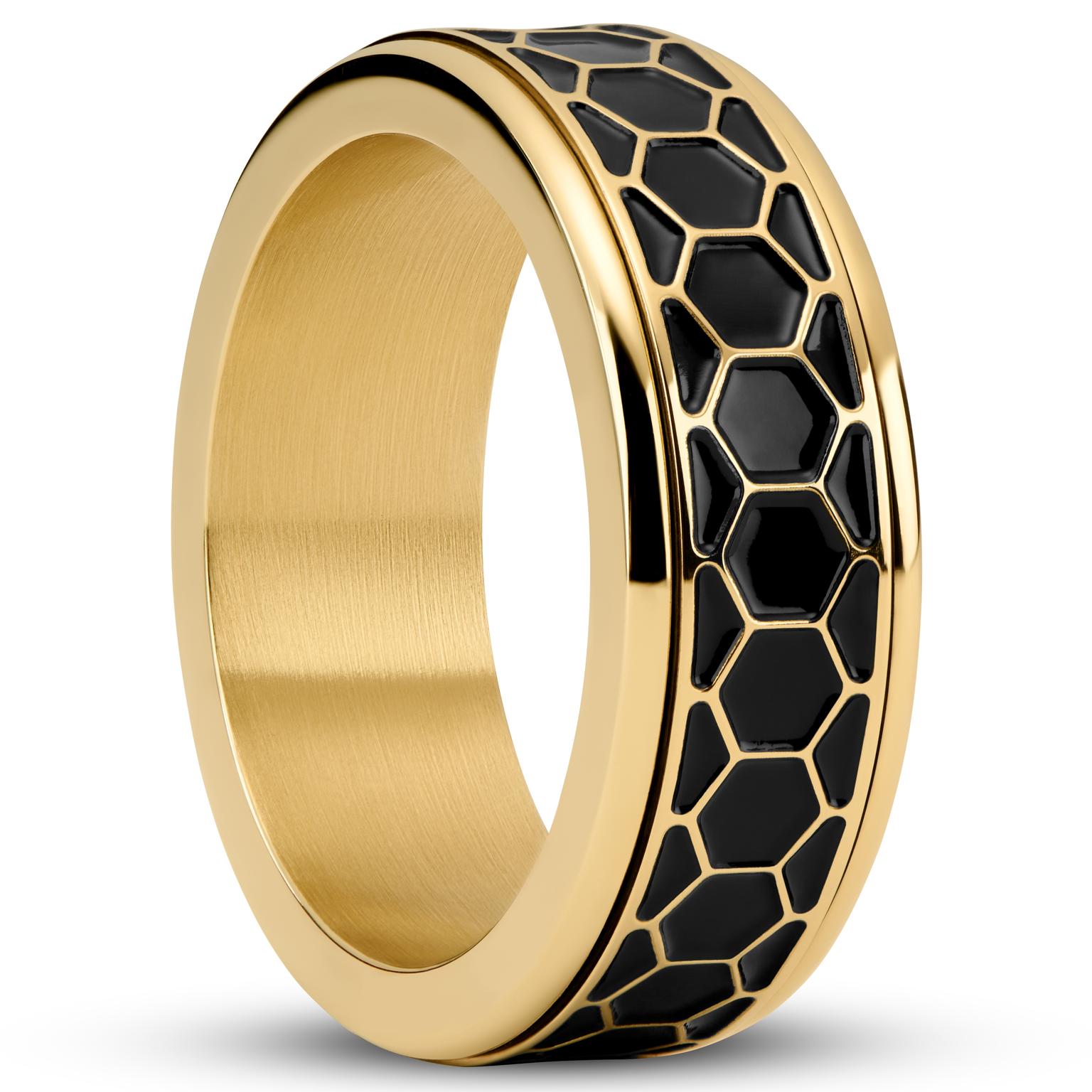 Enthumema | 8 mm Goudkleurige Honinggraat Fidget Ring Enthumema | 8 mm Goudkleurige Honinggraat Fidget Ring