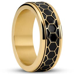 Enthumema | 1/3" (8 mm) Gold-tone Honeycomb Fidget Ring