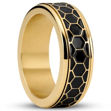 Enthumema | 8 mm Gulltonet Fidget Ring med Honeycomb-design