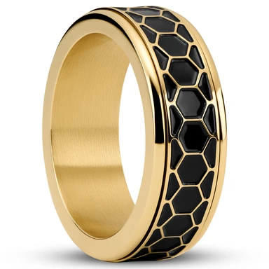 Enthumema | 1/3" (8 mm) Gold-tone Honeycomb Fidget Ring Enthumema | 1/3" (8 mm) Gold-tone Honeycomb Fidget Ring