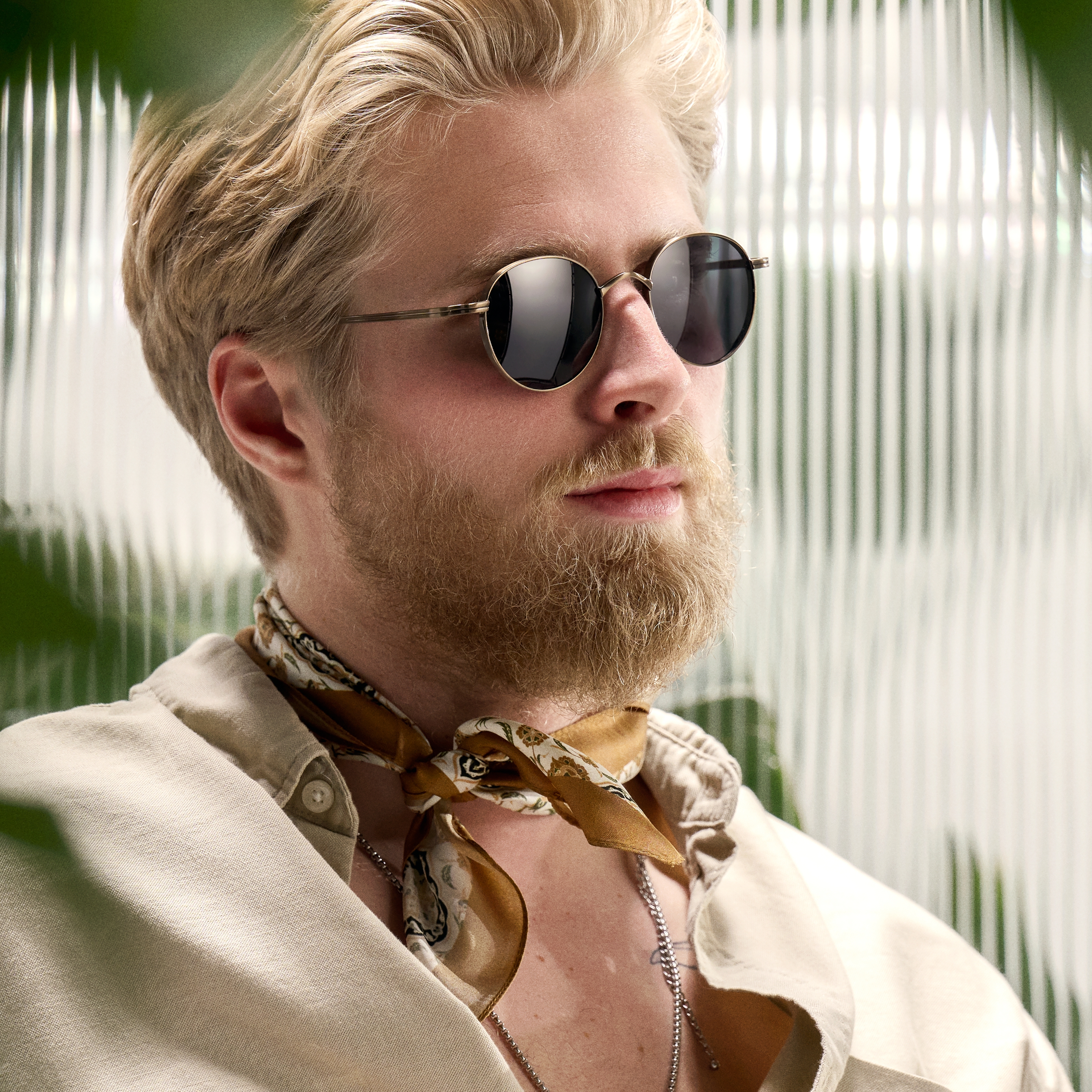 Occasus | Кръгли титанови поляризирани слънчеви очила с цвят на мед - 2