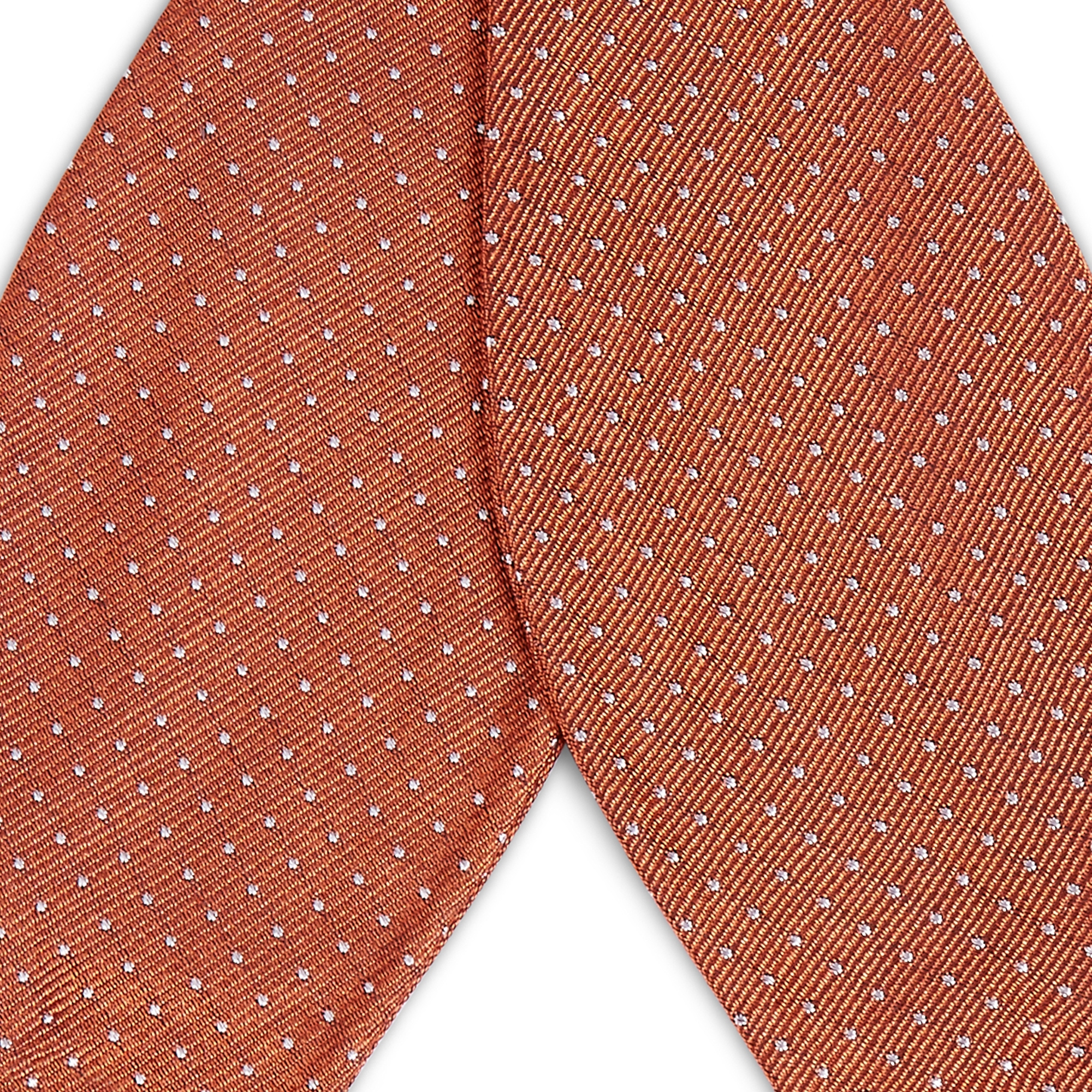 Kobberbrun Selvbinder Butterfly i Silke med Hvide prikker - 2