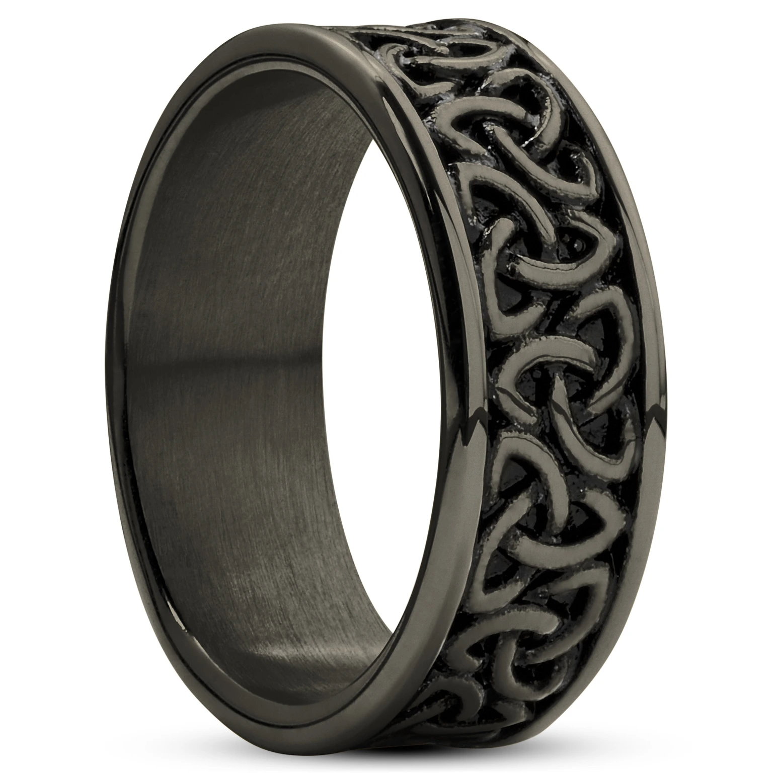 Evan | 7 mm Gunmetal Μαύρο Ατσάλινο Δαχτυλίδι Celtic Trinity Knot Evan | 7 mm Gunmetal Μαύρο Ατσάλινο Δαχτυλίδι Celtic Trinity Knot