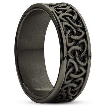 Evan | 1/4" (7 mm) Gunmetal Black Stainless Steel Celtic Trinity Knot Ring Evan | 1/4" (7 mm) Gunmetal Black Stainless Steel Celtic Trinity Knot Ring