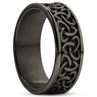 Evan | 7 mm Gunmetal Schwarzer Edelstahl Keltischer Dreifaltigkeitsknoten Ring Evan | 7 mm Gunmetal Schwarzer Edelstahl Keltischer Dreifaltigkeitsknoten Ring
