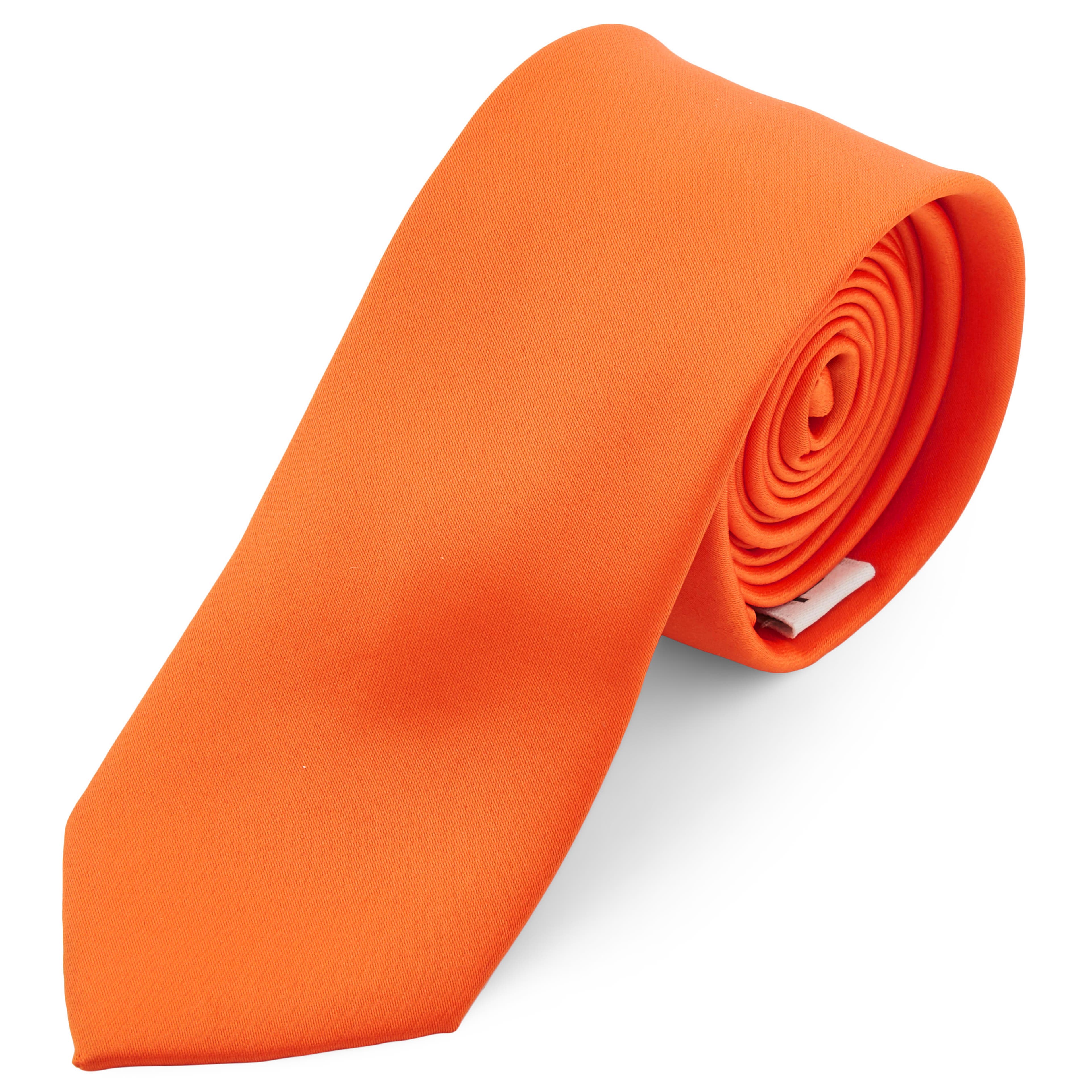 Corbata básica naranja chillón 6 cm