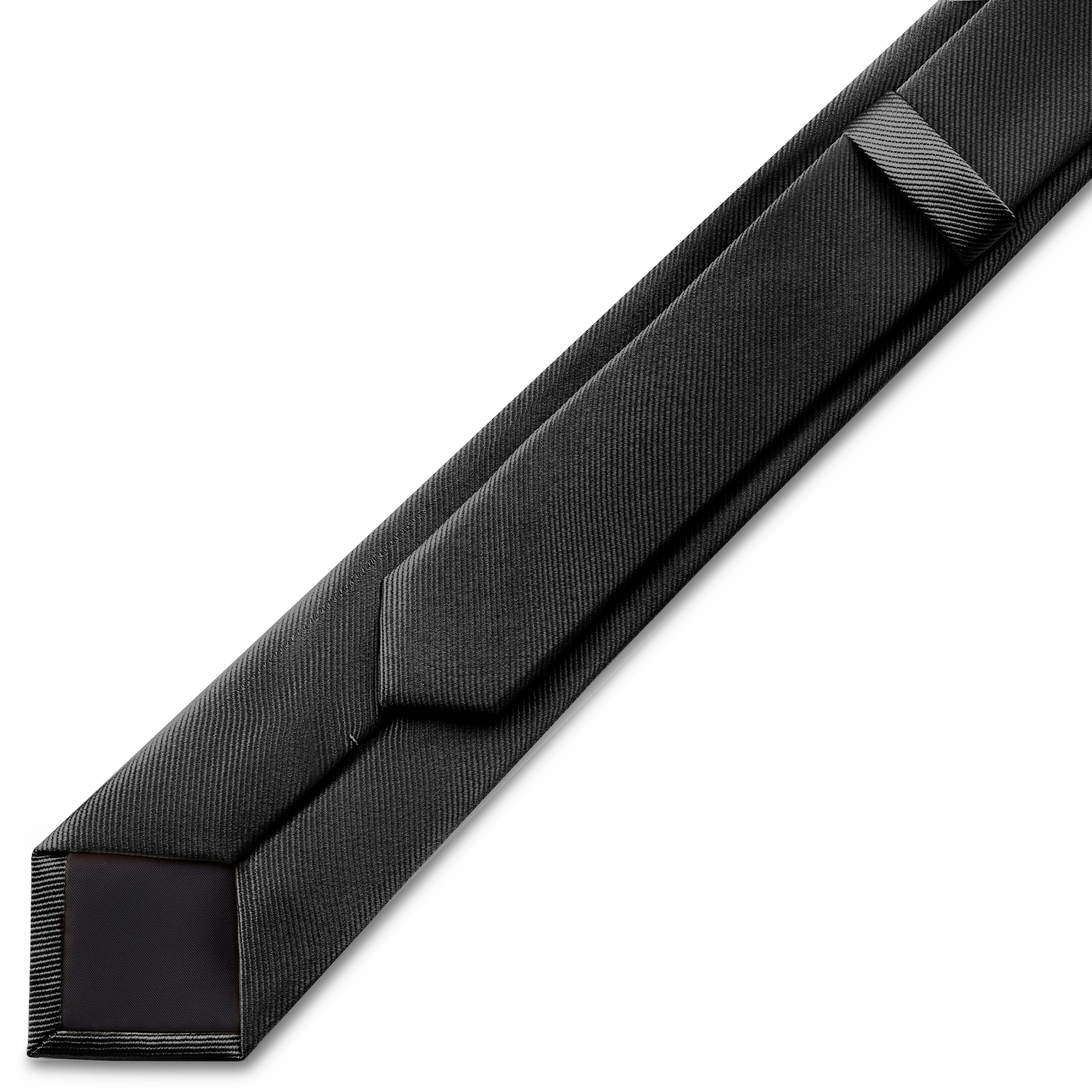 Cravate fine en gros-grain noir de 6 cm - 4