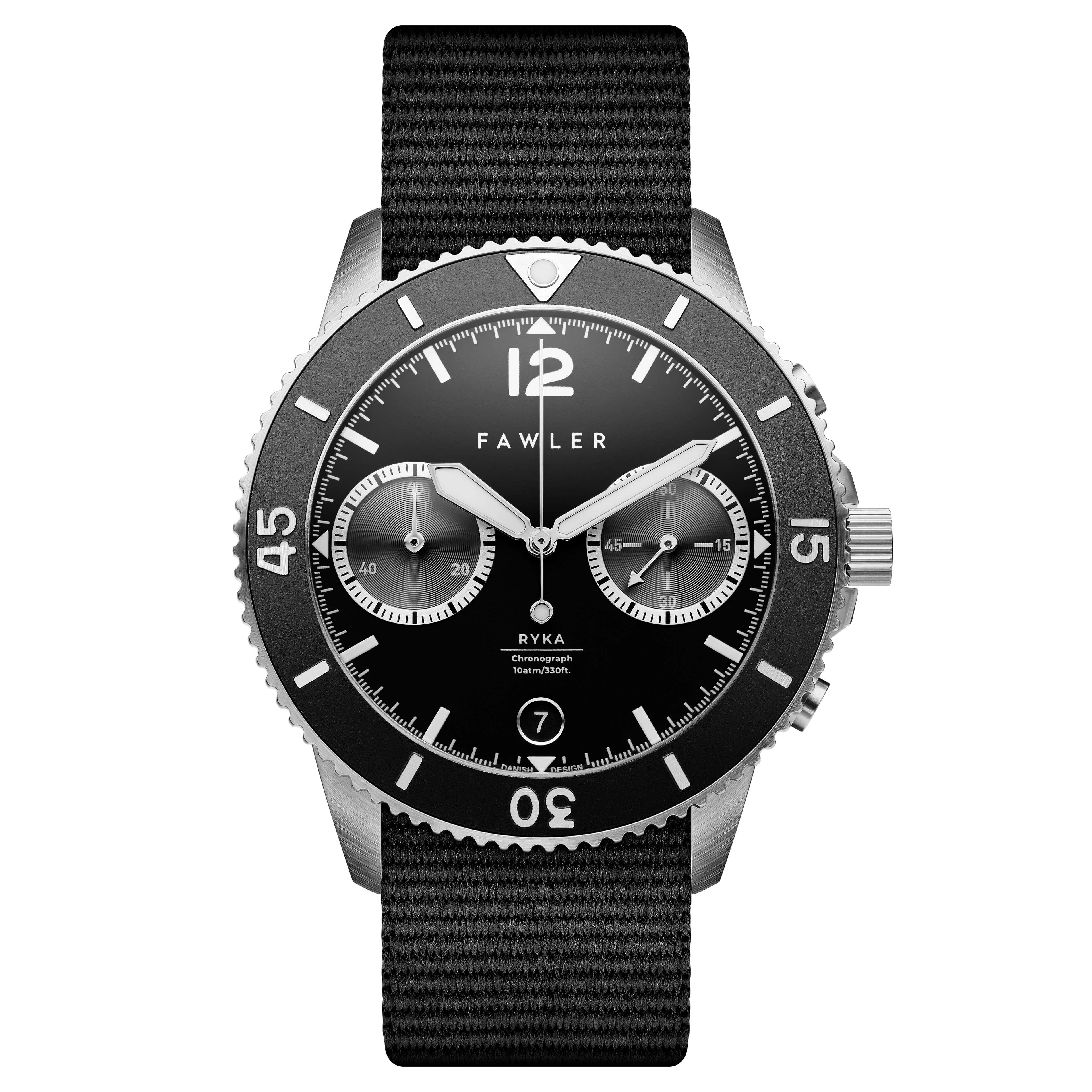 Ryka | Stalowo-czarny wojskowy zegarek do nurkowania