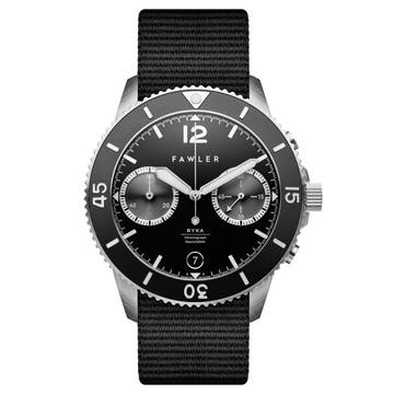 Ryka | Сребристо-черен военен часовник за гмуркане