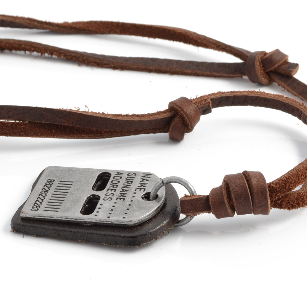 Collier en cuir à pendentif plaque - 2