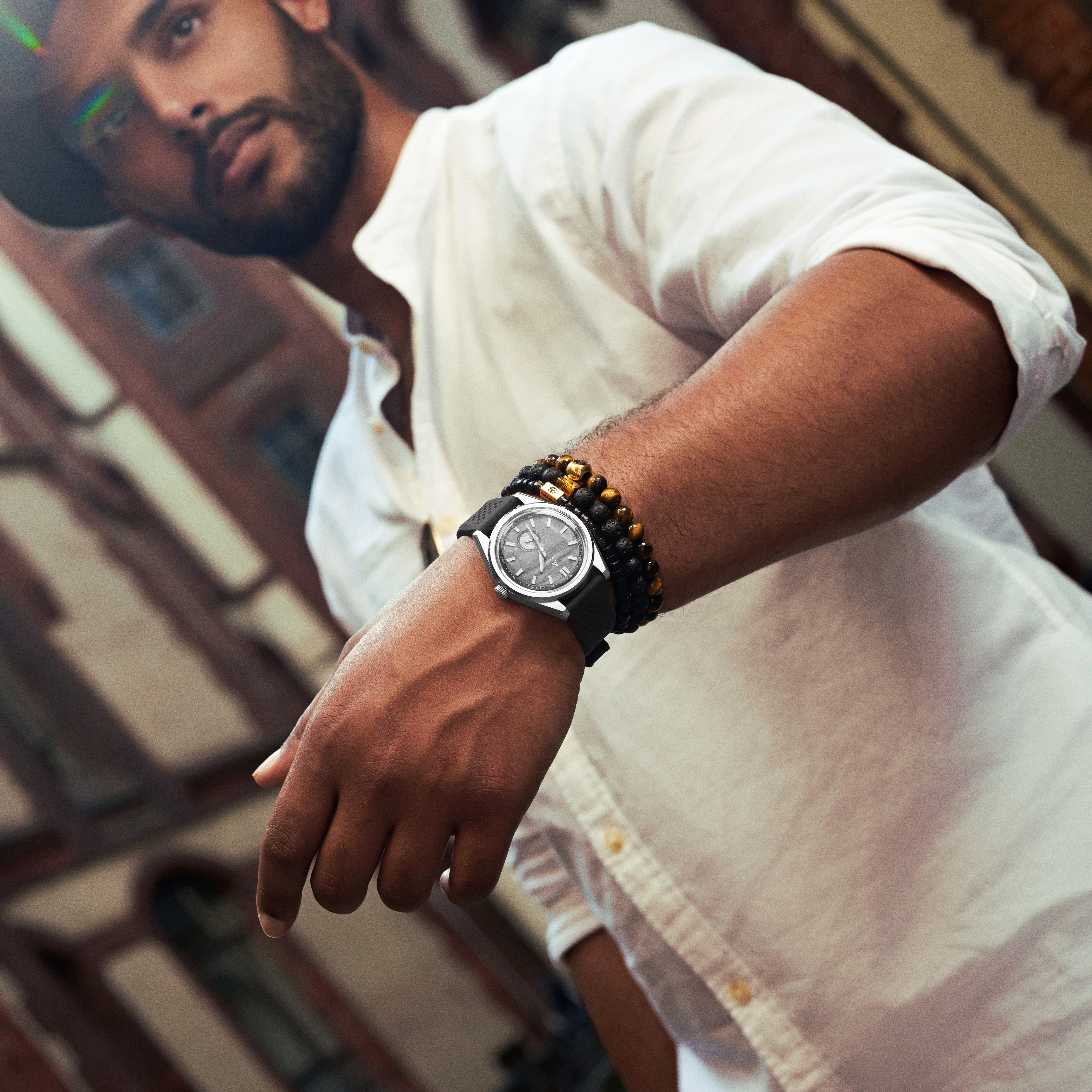 Mond | Silver-tone Stainless Steel and Grey Meteorite Watch - 7