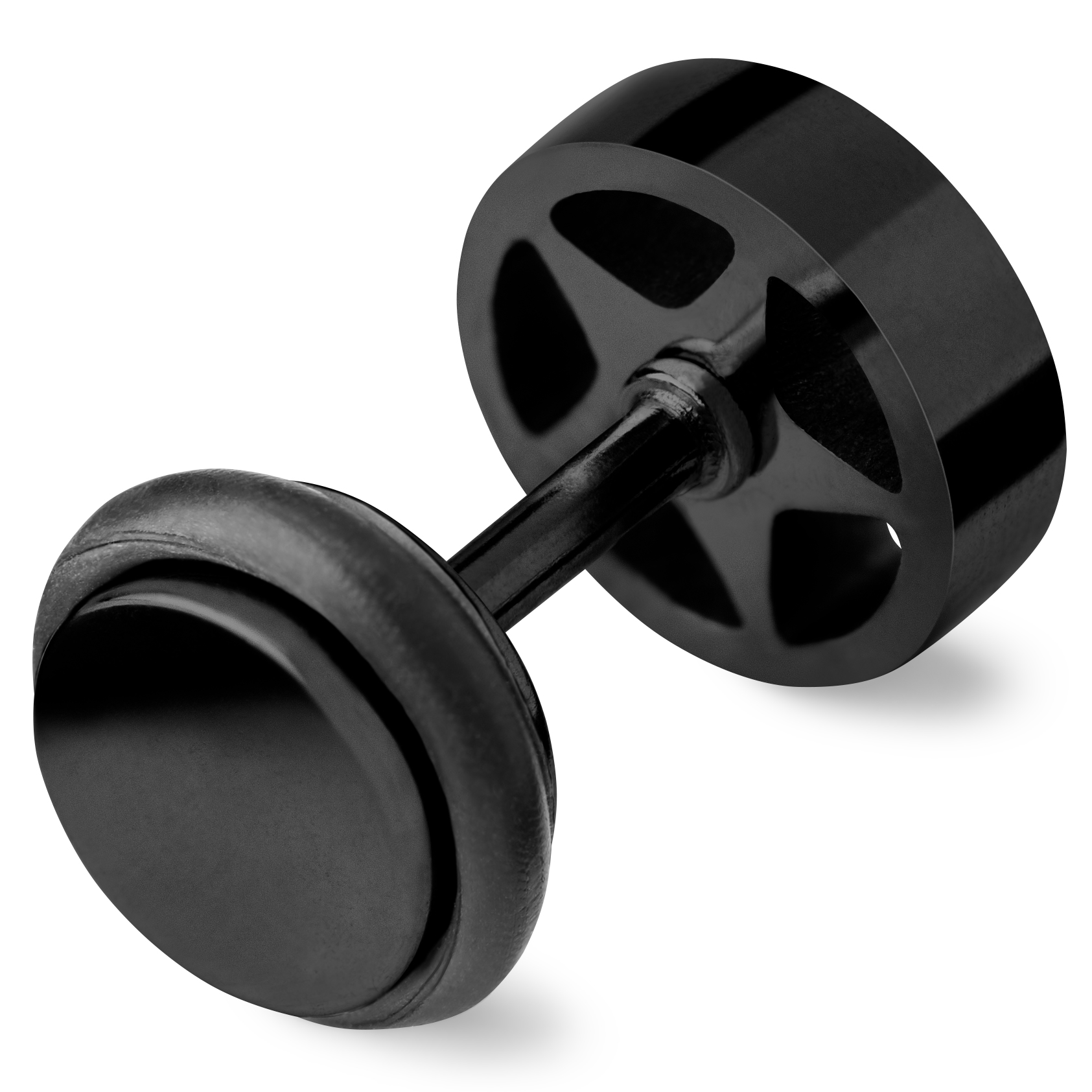 Detailní náušnice s hvězdičkou z černé oceli - 2