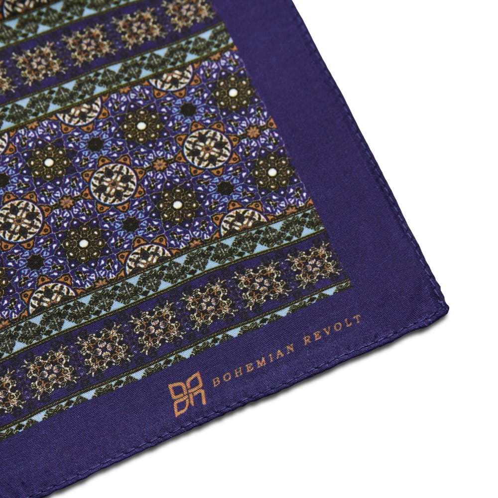 hover: Brux | Purple & Green Patterned Silk Neckerchief hover: Brux | Purple & Green Patterned Silk Neckerchief