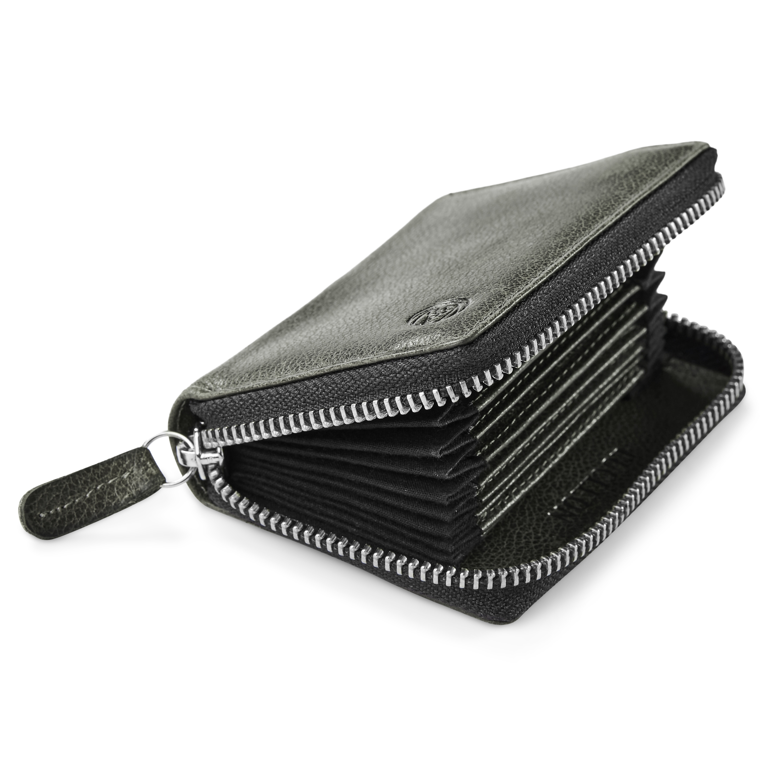 Hnědo-šedé kožené pouzdro na karty RFID Licio - 7