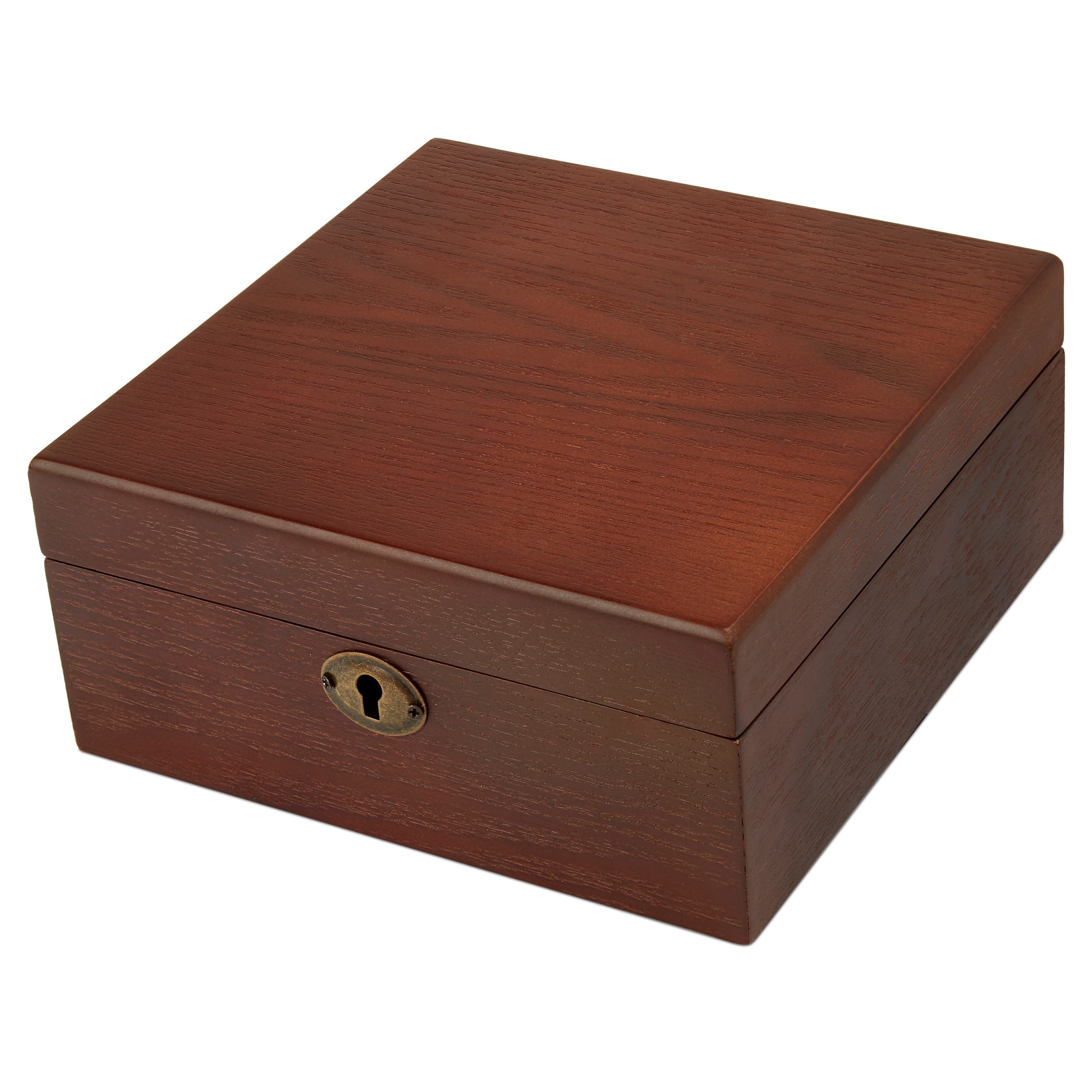 Cutie pentru ceasuri din lemn de stejar Natural maro - 6 ceasuri