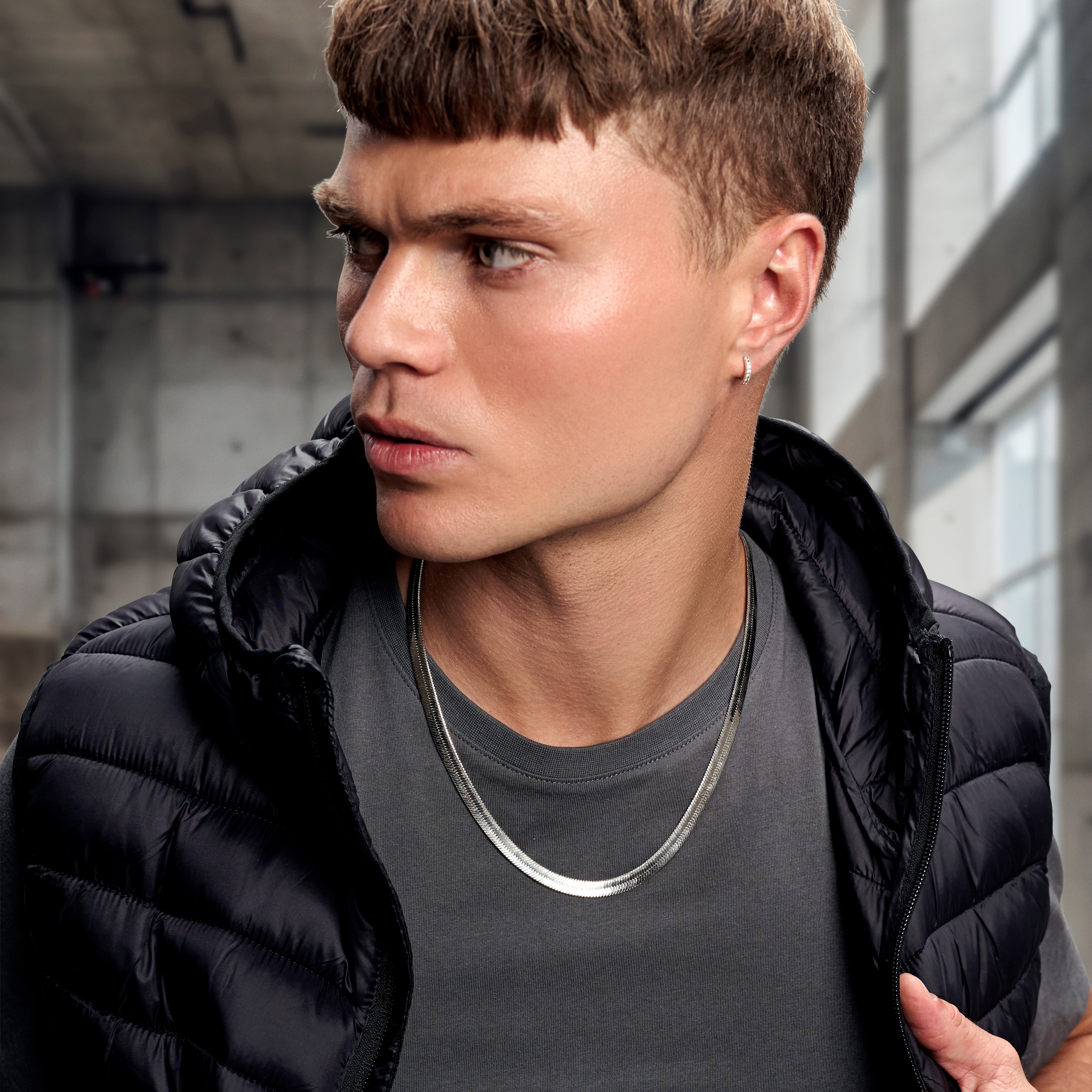 Argentia | 925s | Ródiummal bevonat ezüst halszálka mintájú nyaklánc - 6 mm - 5