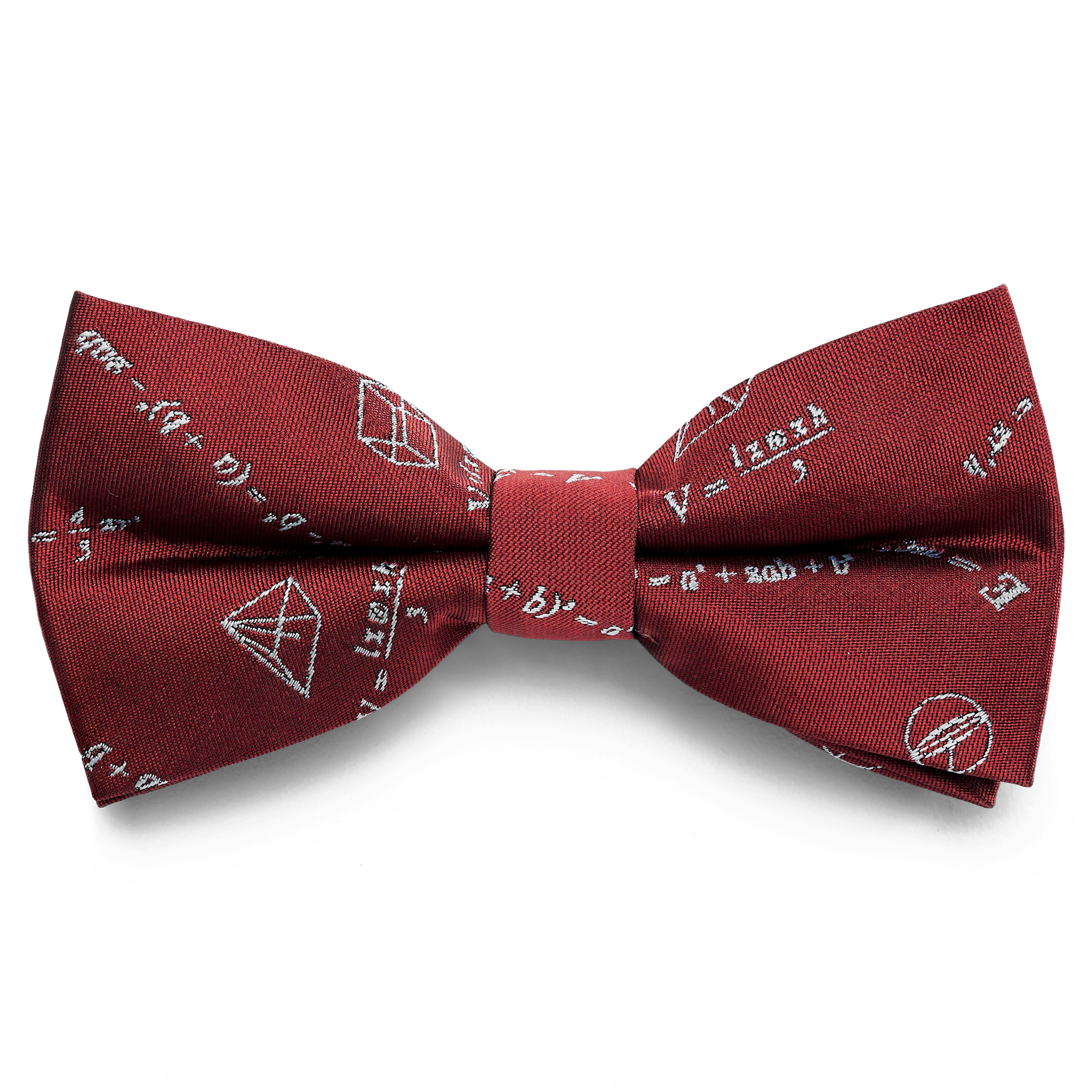 Burgundy with Math Equations Pre-Tied Bow Tie
