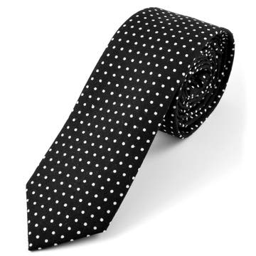 Βαμβακερή Γραβάτα Black & White Dotted