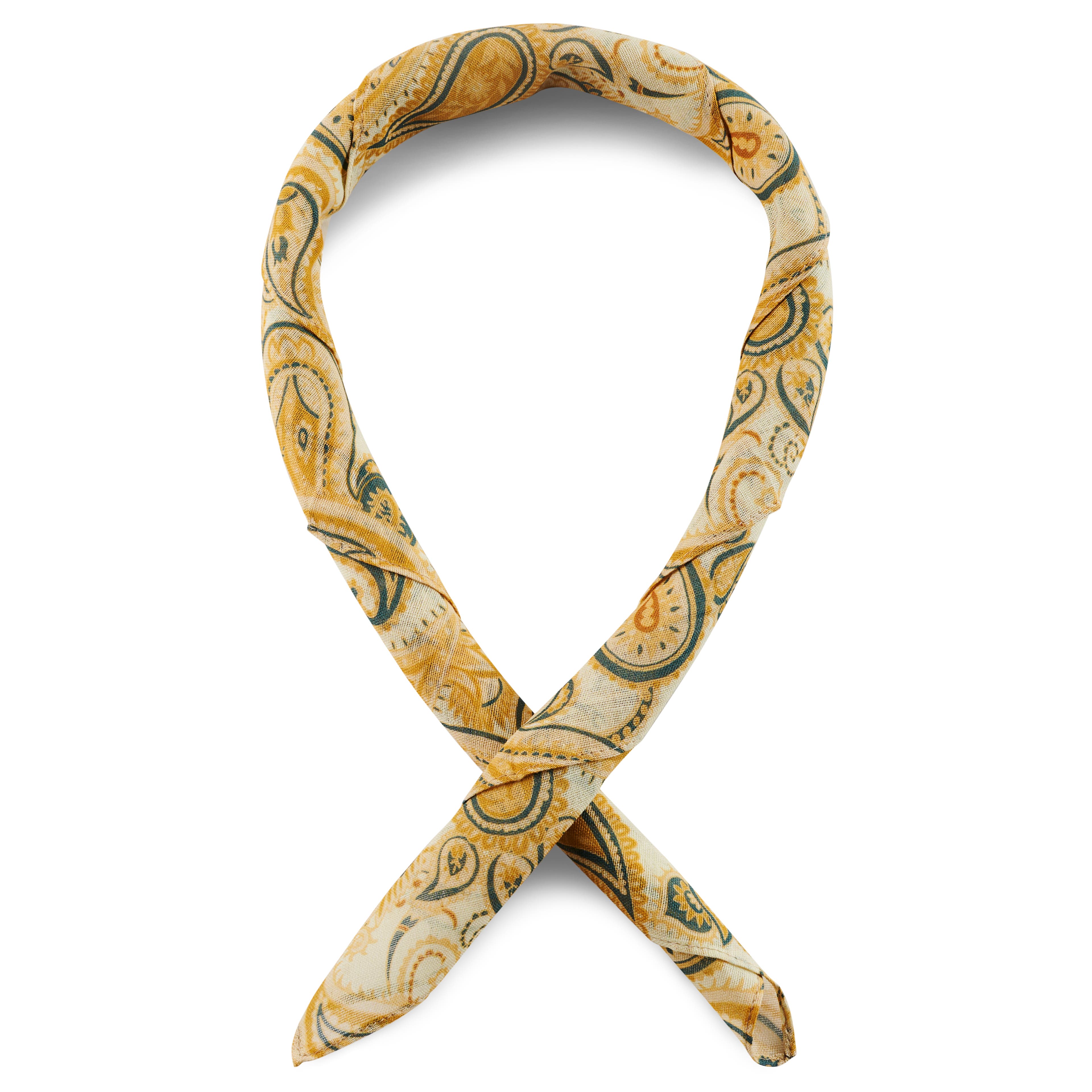 White & Yellow Paisley Pattern Cotton Neckerchief White & Yellow Paisley Pattern Cotton Neckerchief