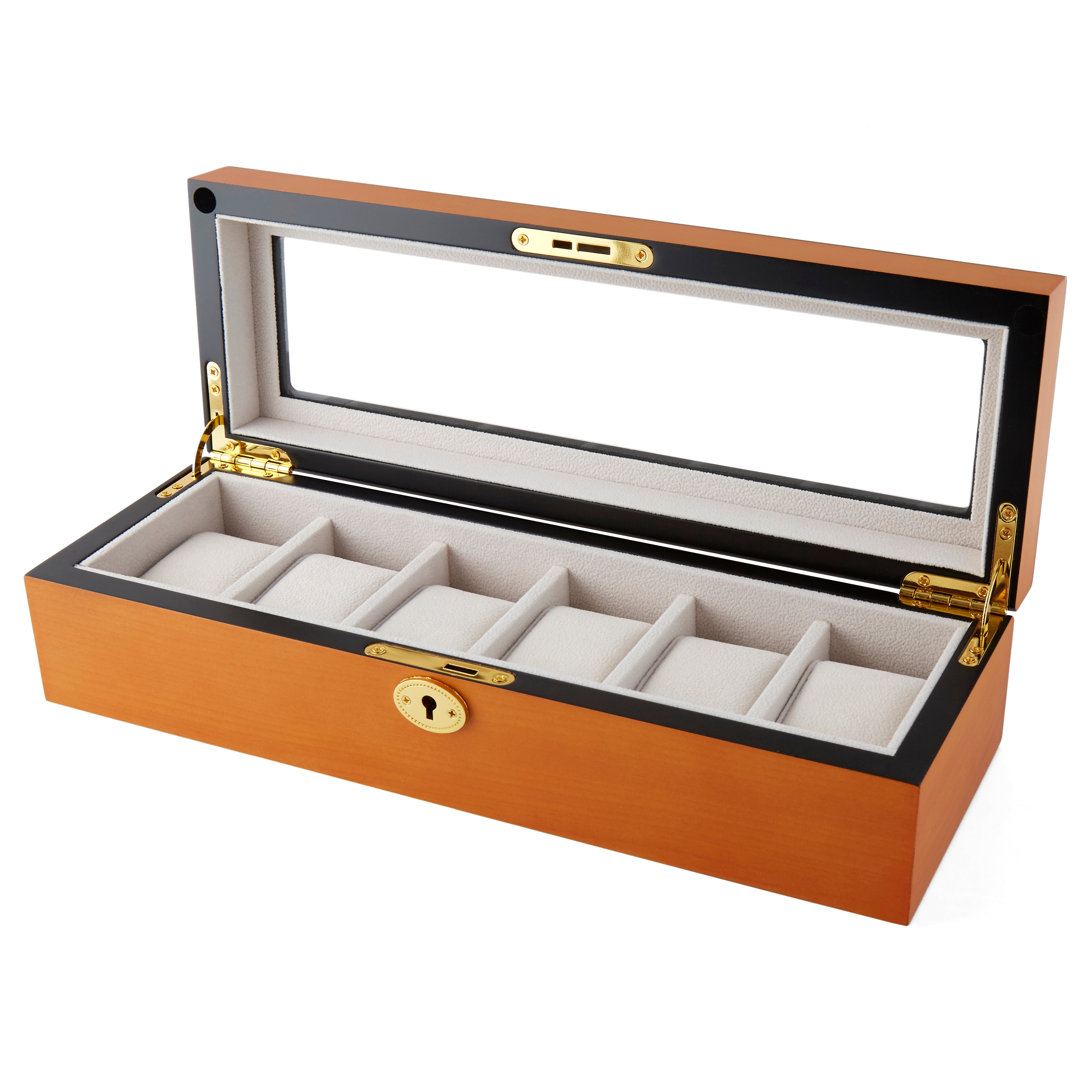 Låsbar Kompakt Klocklåda i Ek - 6 klockor - 2