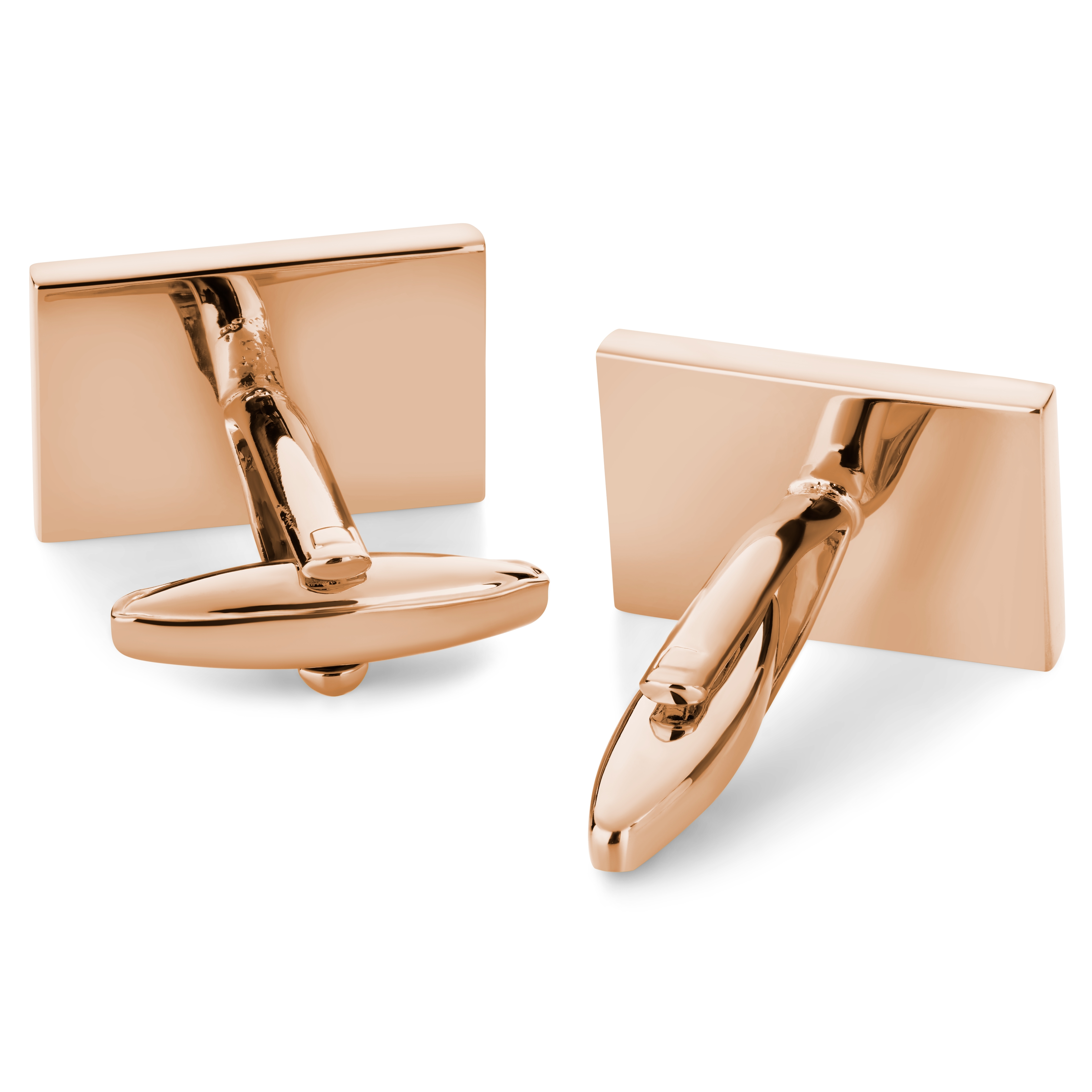 Gemelli rettangolari opachi color oro rosa - 2