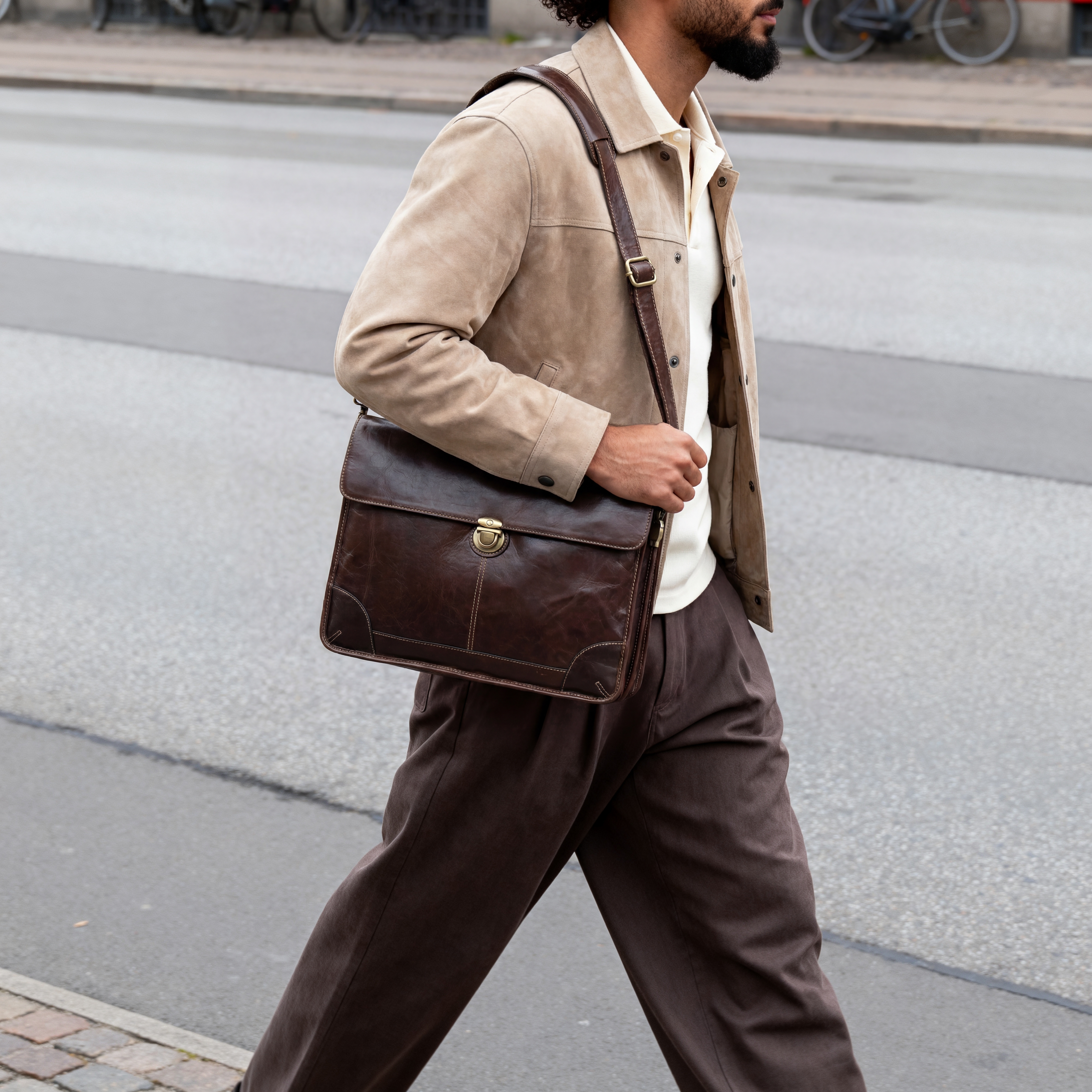 Klassieke Leren Messenger Bag - 4