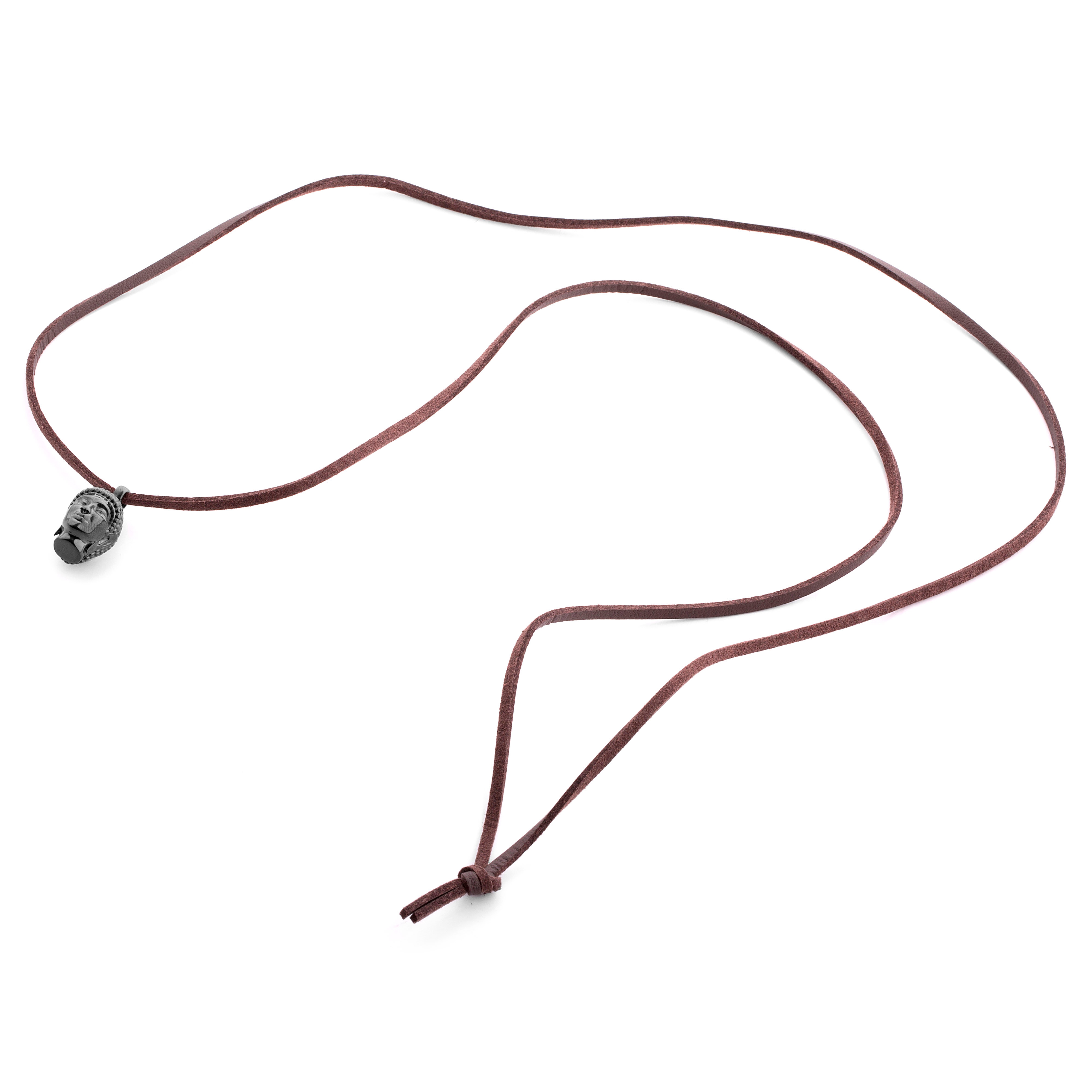 Svart Buddha Iconic Läderhalsband - 3