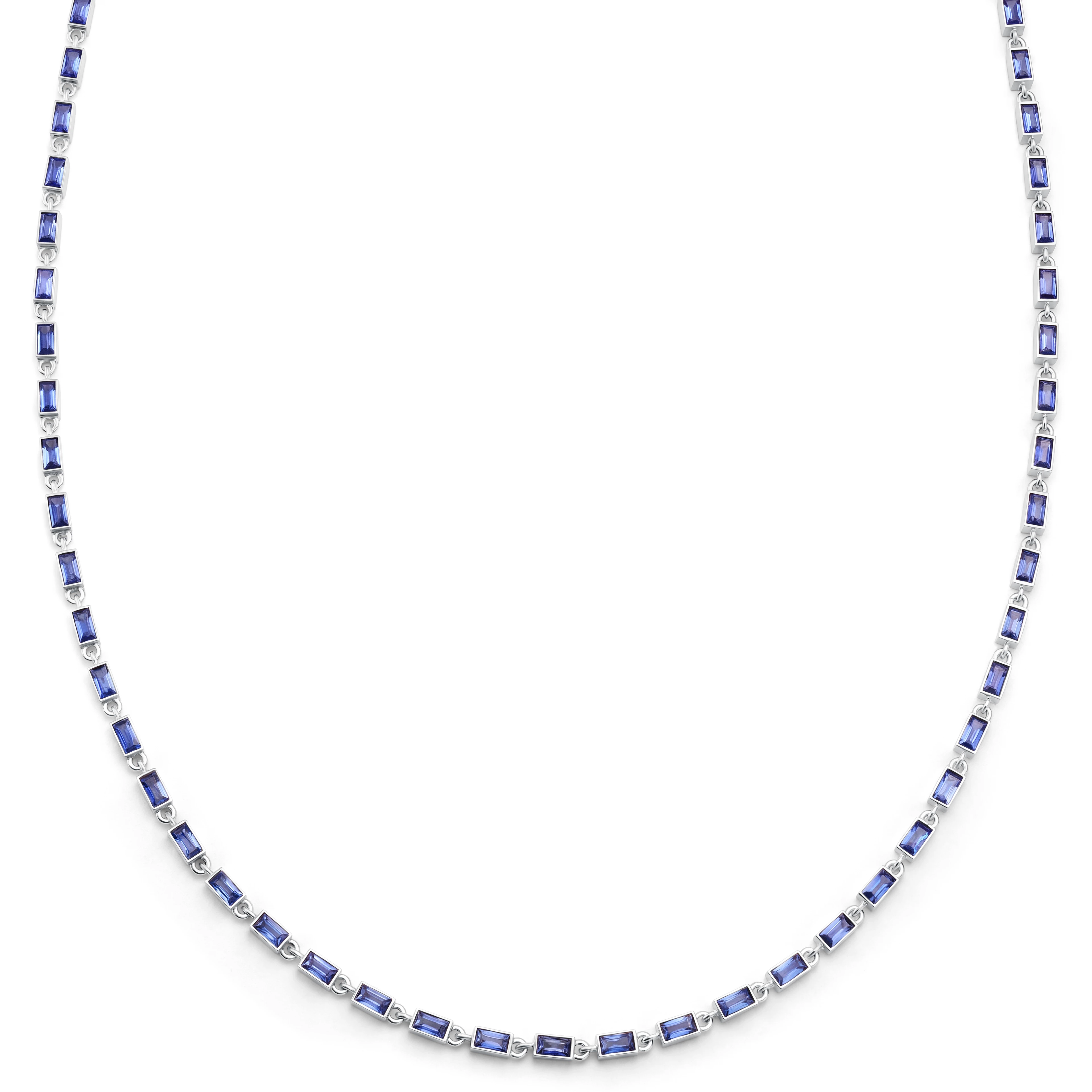 Facet | Collier argenté avec pierres en cristal bleu saphir Facet | Collier argenté avec pierres en cristal bleu saphir