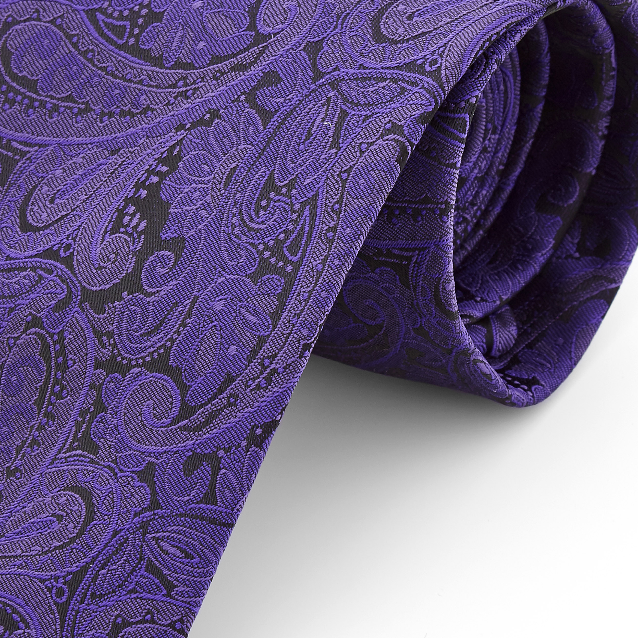 Dark Purple Paisley Polyester Wide Tie - 2