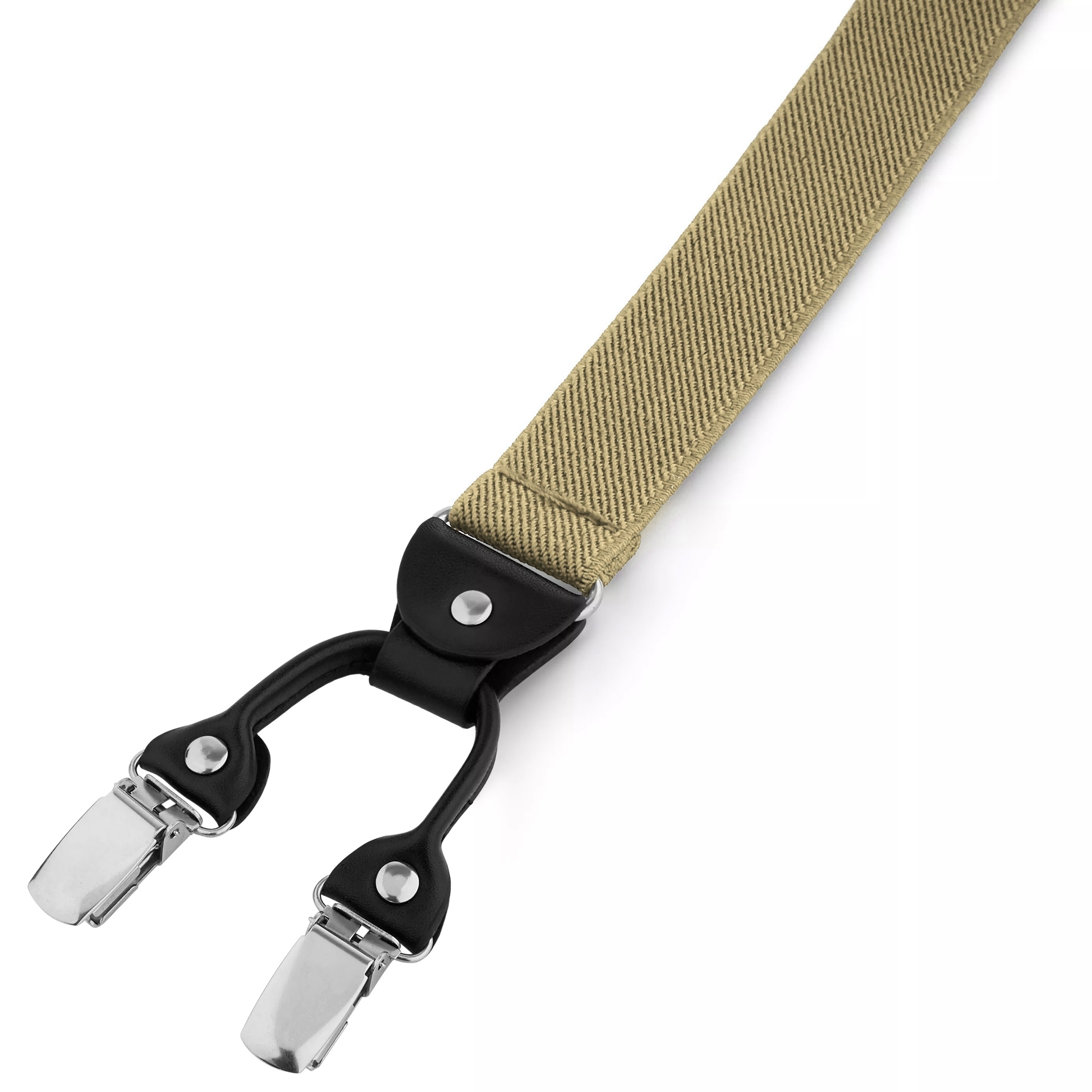 Bretelle sottili color cachi con clip - 3