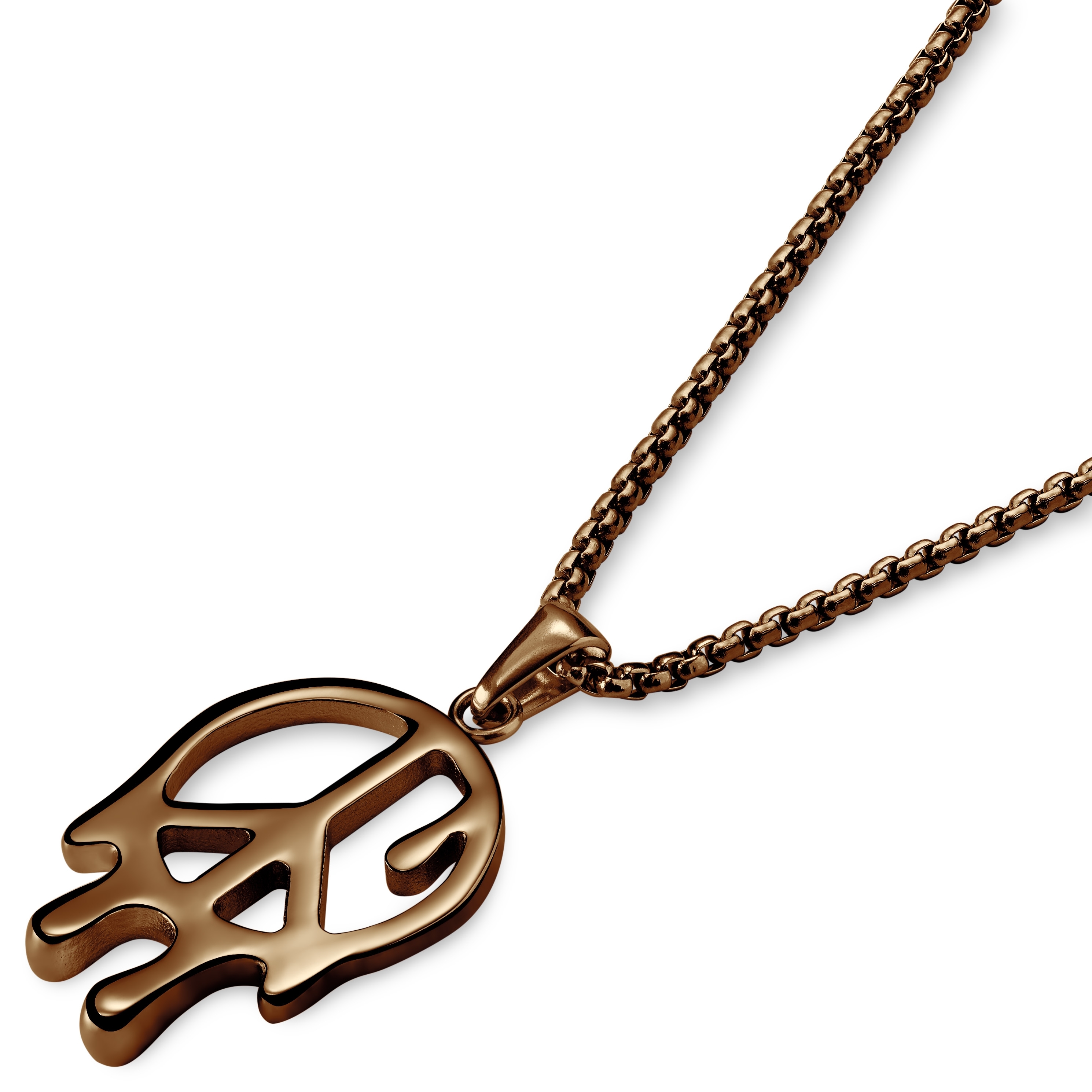 Fahrenheit | Copper-Tone Stainless Steel Melting Peace Box Chain Necklace - 2