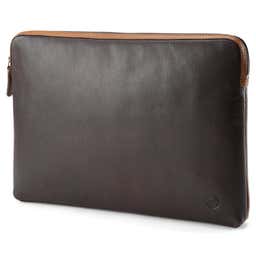 Lincoln | Dark Brown & Tan Leather Laptop Sleeve
