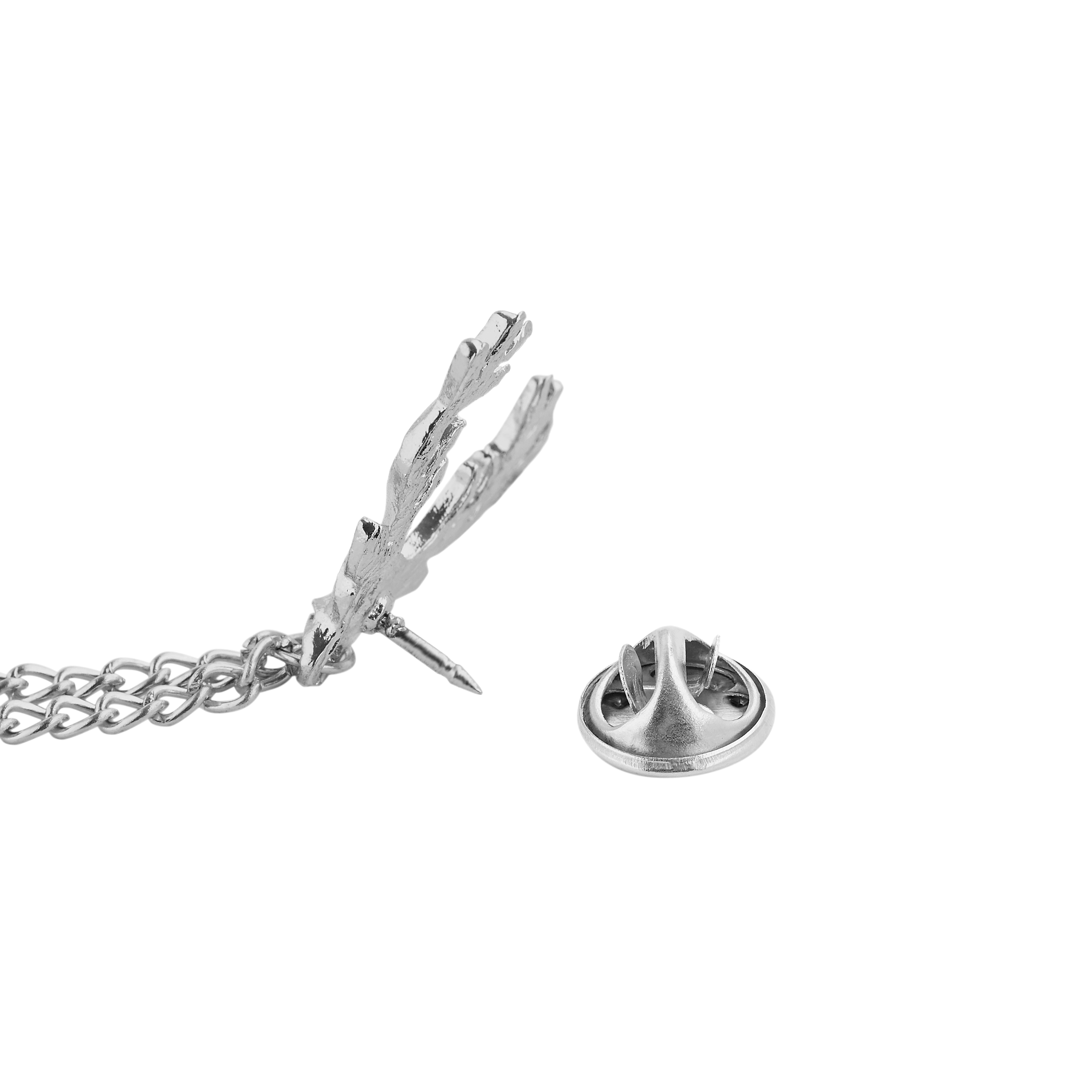 Silver-Tone Double Deer Head Collar Chain - 2