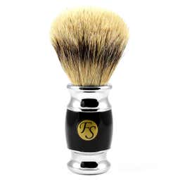Brocha de afeitar Modena punta de plata negro brillante