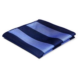 Pastel Blue & Navy Stripe Silk Pocket Square