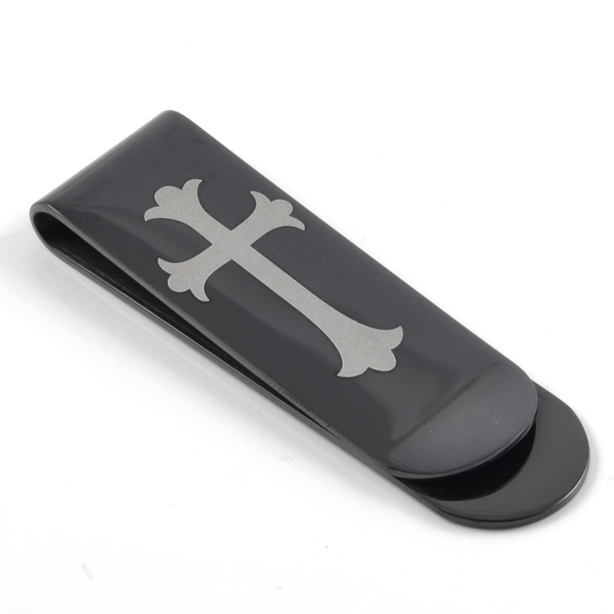 Fekete pénzcsipesz ezüst tónusú kereszttel - 2