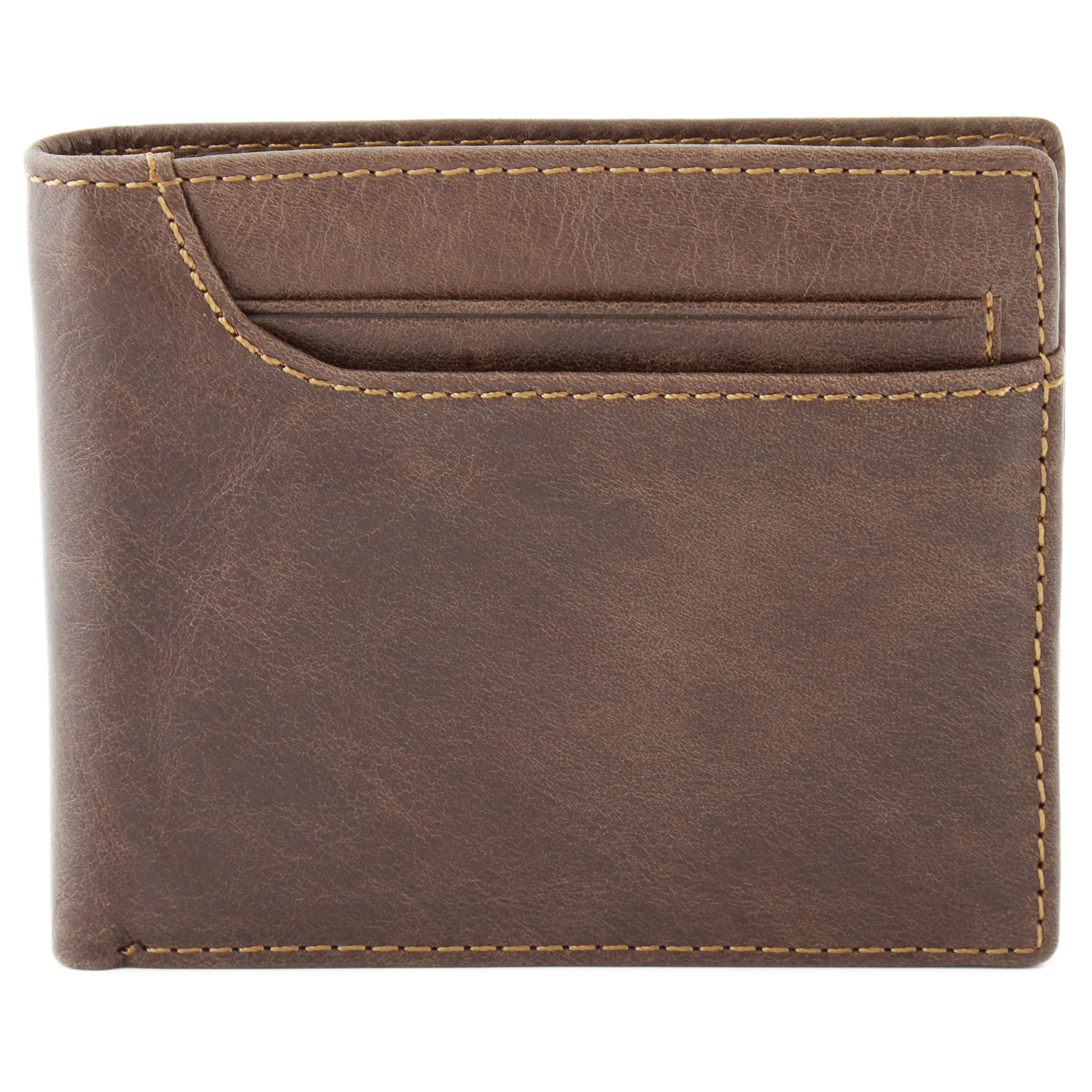 Asymmetrical Brown Bi-Fold Leather Wallet - 4