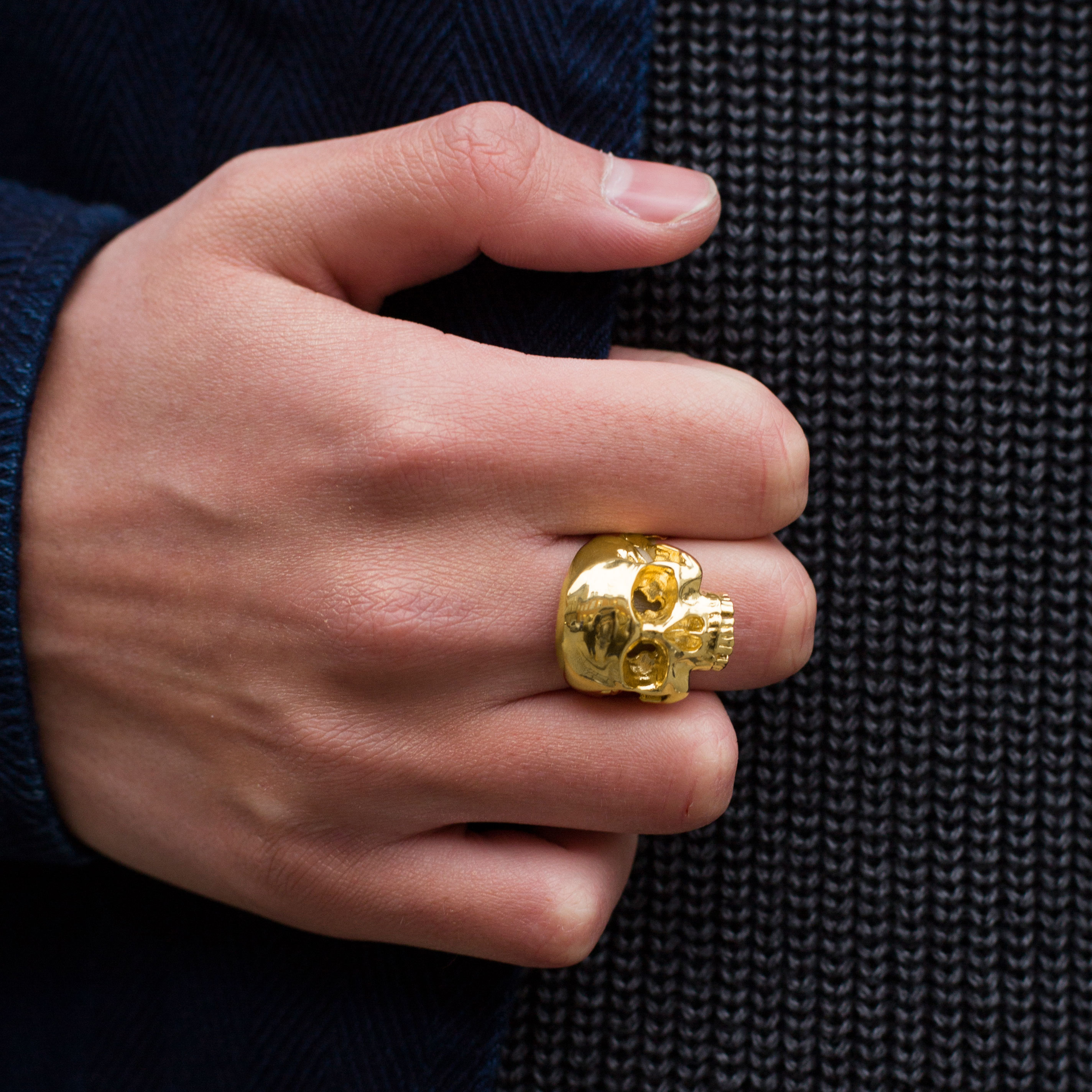 Vertex Skull 925s Gold Classic Ring - 5