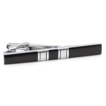 Silver-Tone & Black Plated Stylish Tie Clip