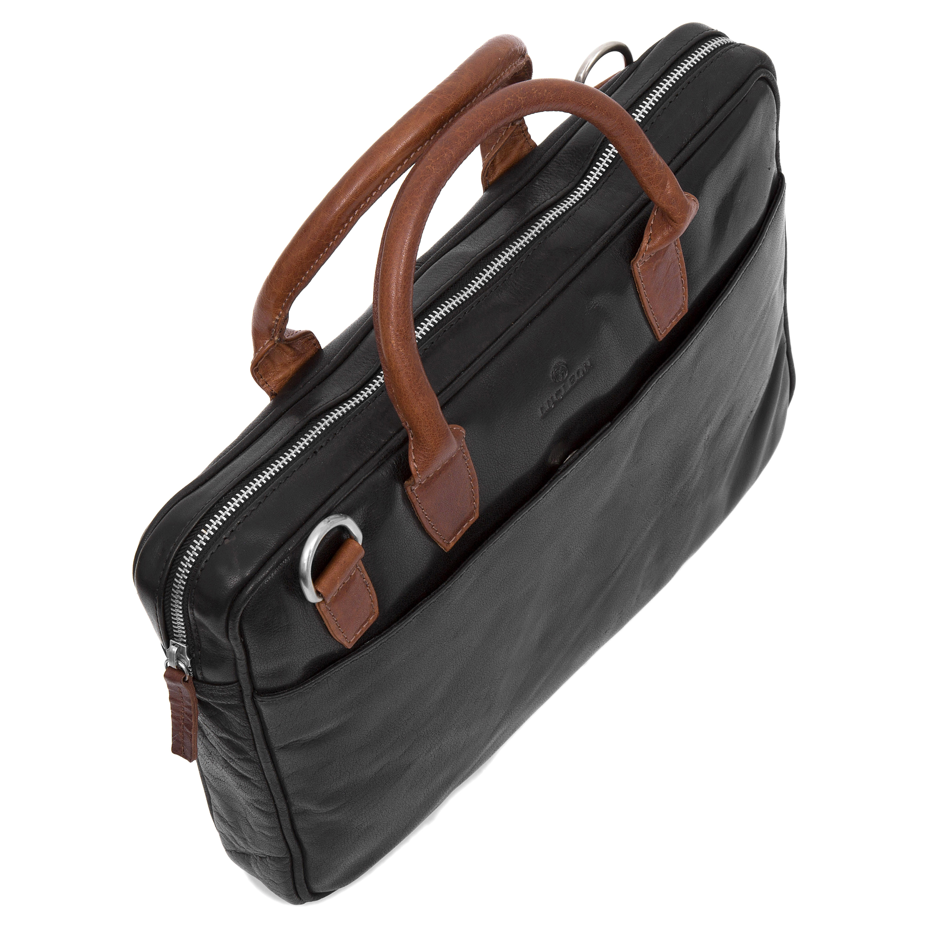 Geantă Montreal Slim 13" Executive din piele neagră și cafenie  - 9