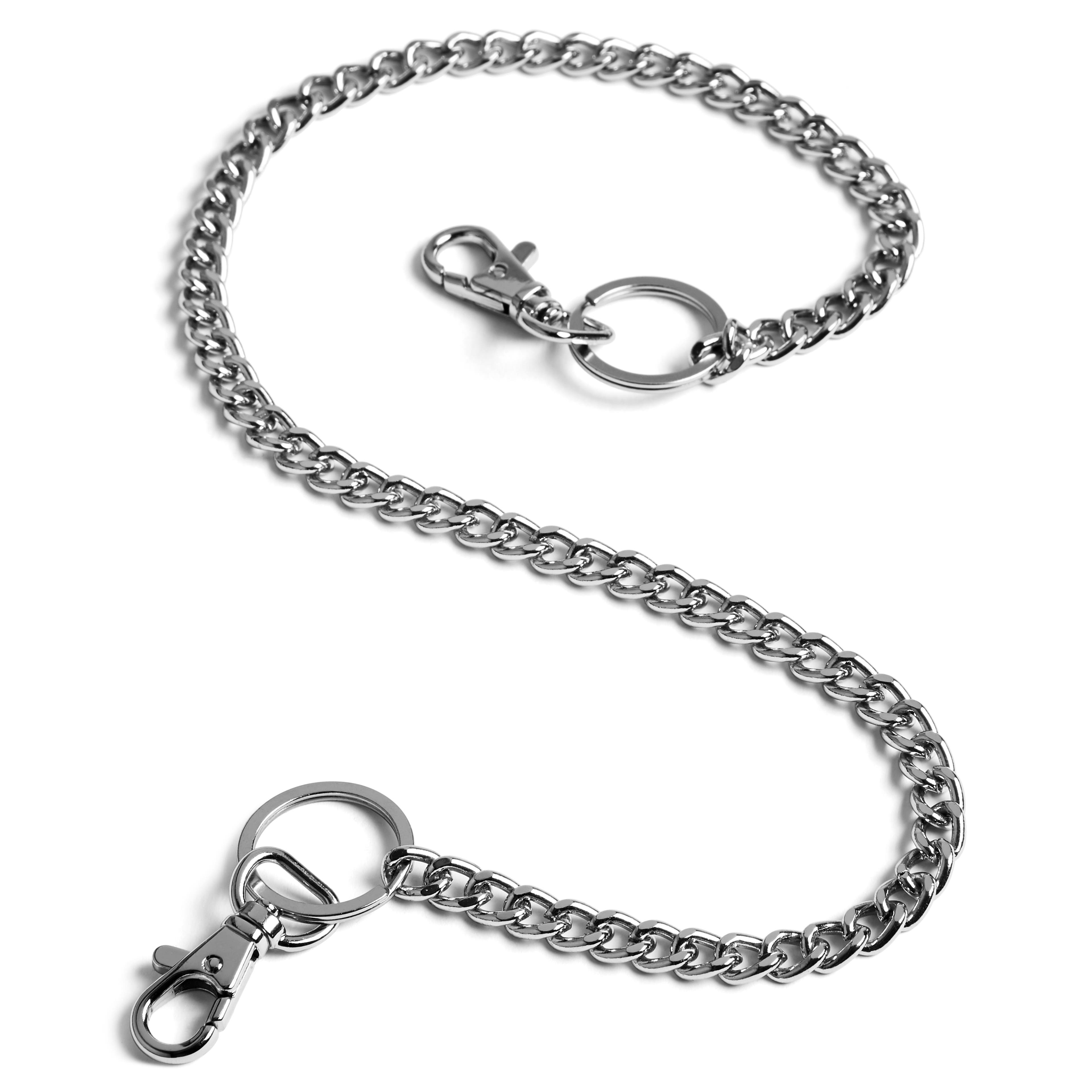 27'' Metal DOUBLE Chain BIKER SILVER WALLET CHAIN Handcuffs LONG PANTS
