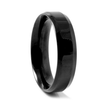 6 mm Polished Black Stainless Steel Ring