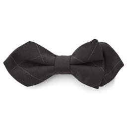 Black Checkered Pointy Pre-Tied Bow Tie
