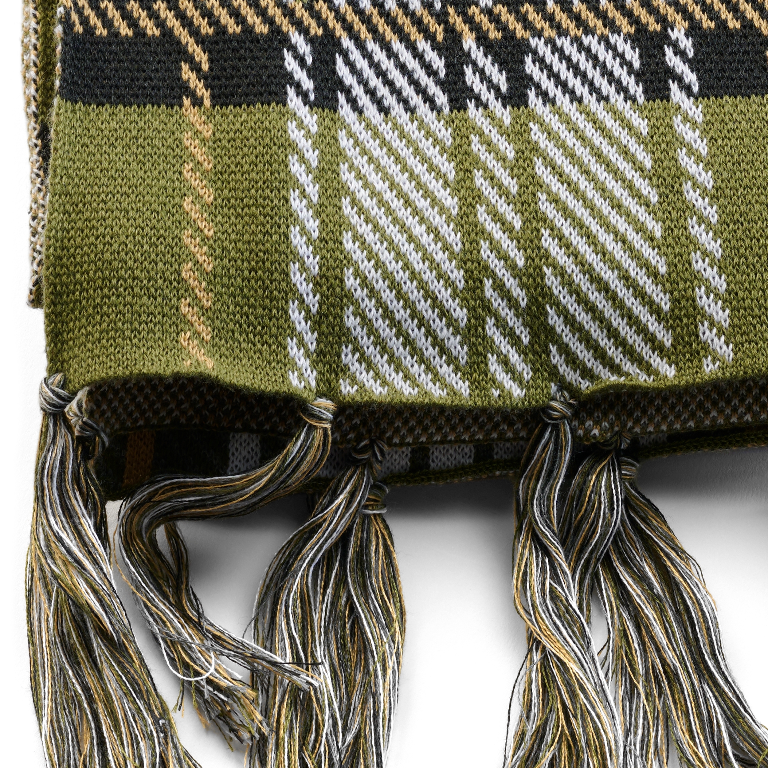 Olive Green Recycled Cotton Plaid Scarf - 4