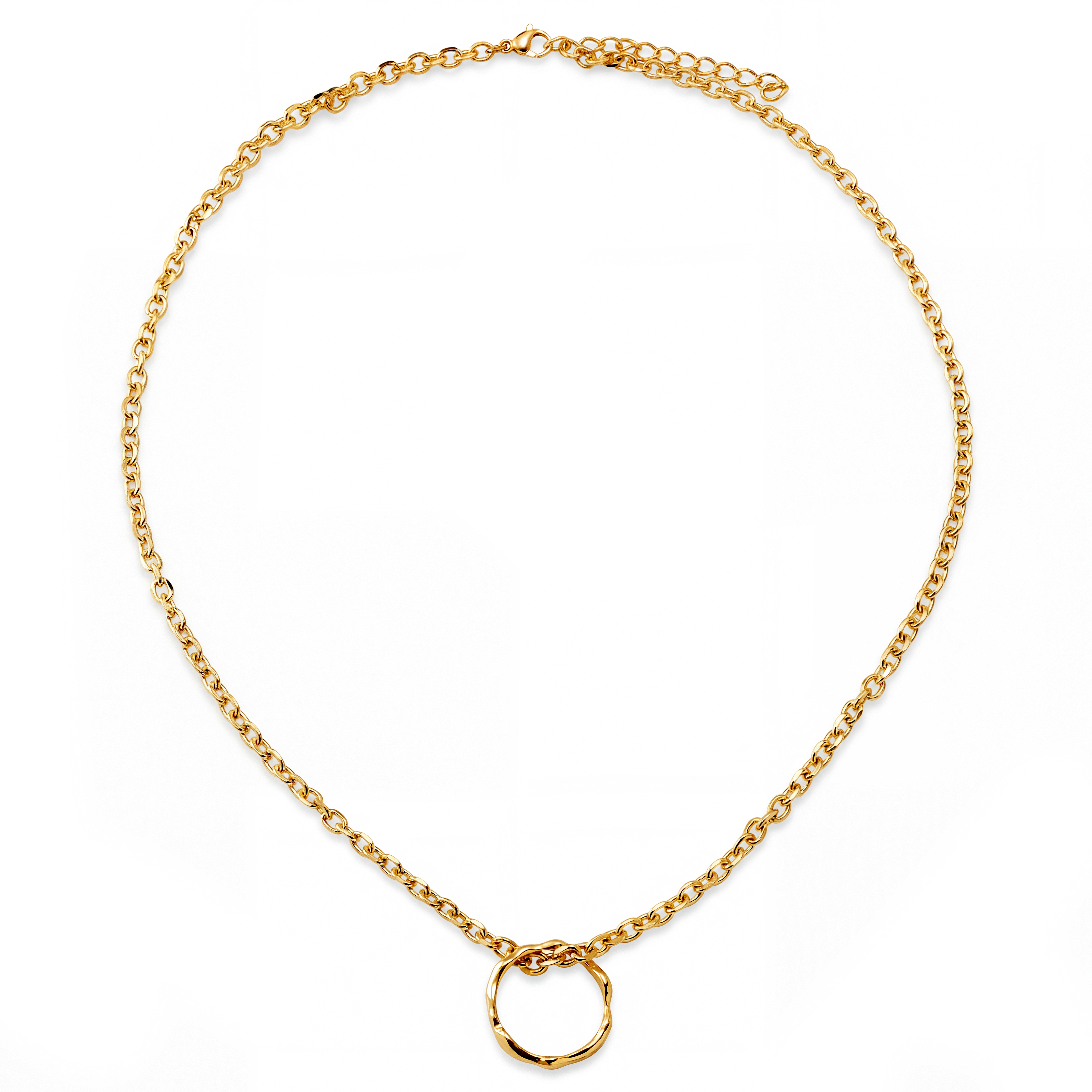 Magma | Verižica iz nerjavečega jekla zlate barve z valovitim obročkom, širina 4 mm
 - 4