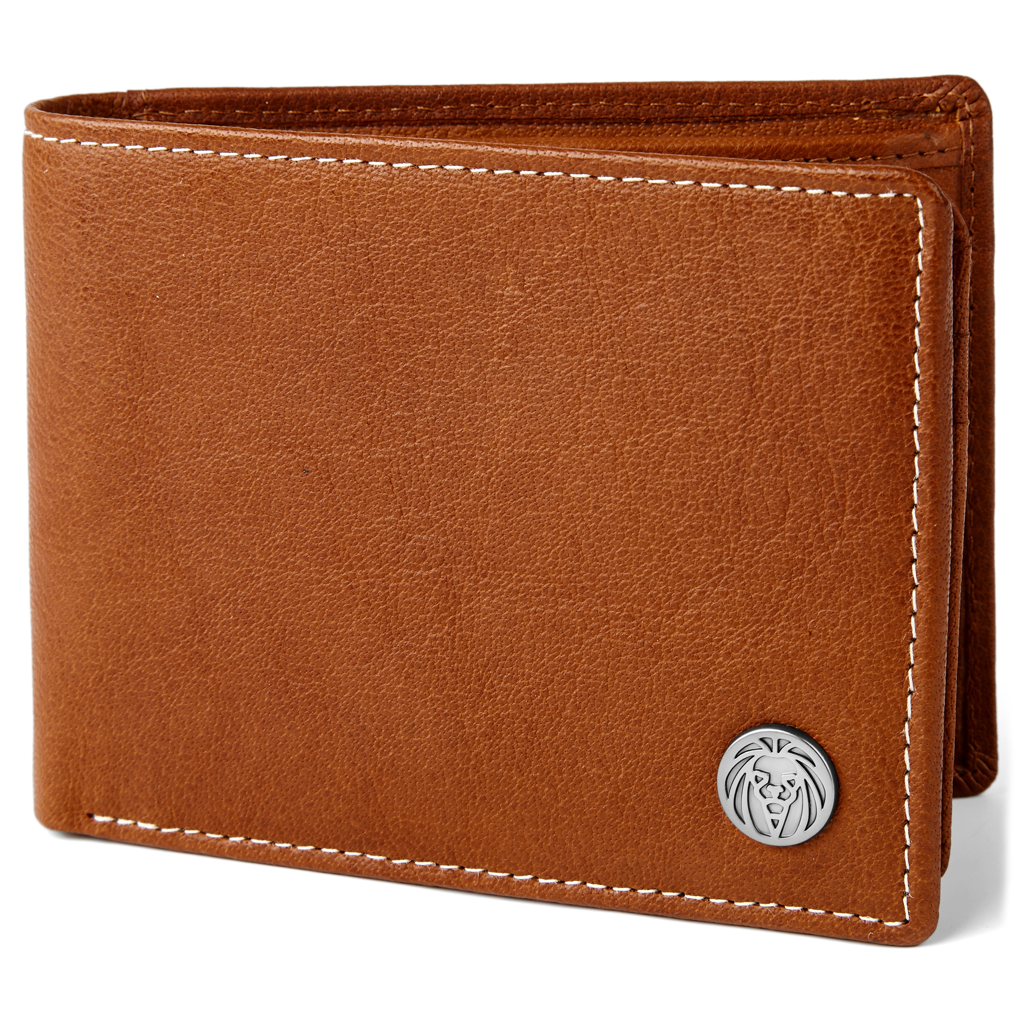 Jasnobrązowy skórzany szybki podwójnie składany portfel Oxford - 1