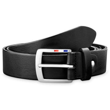 Black Braided Italian Full-grain Leather Belt